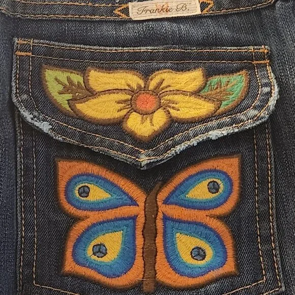 Frankie B Limited Edition Jeans - Embroidered Butterfly Pockets & Boot Cut Leg - Picture 7 of 14